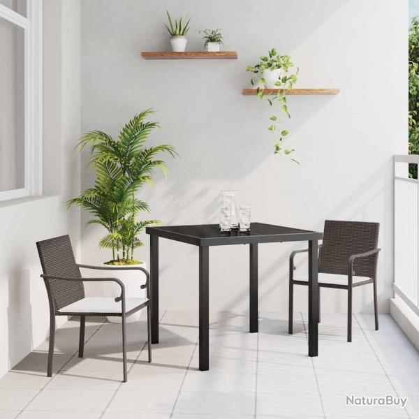 Ensemble de salle � manger pour jardin 3 pcs Marron et Noir