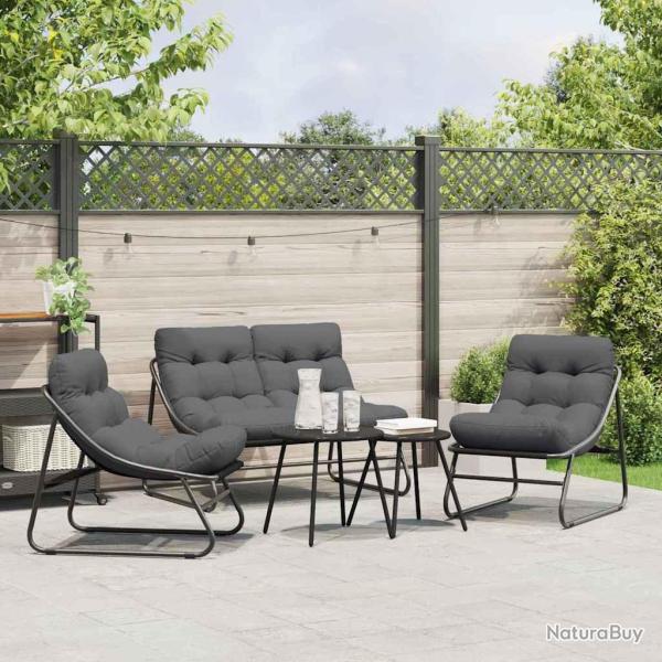 Ensemble de salle � manger pour jardin 5 pcs Noir Acier