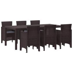 Ensemble de salle &agrave; manger pour jardin 7 pcs Marron