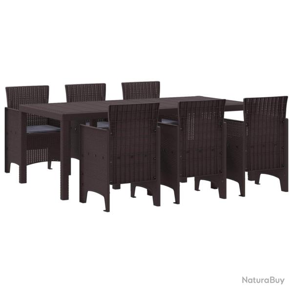 Ensemble de salle � manger pour jardin 7 pcs Marron