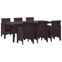 Ensemble de salle &agrave; manger pour jardin 7 pcs Marron