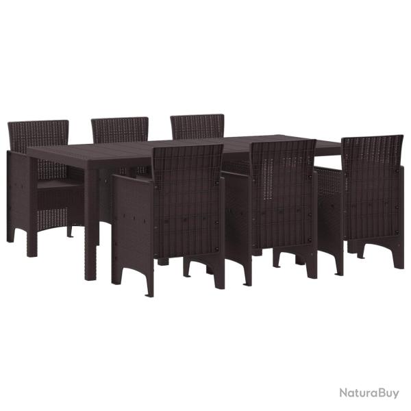 Ensemble de salle � manger pour jardin 7 pcs Marron
