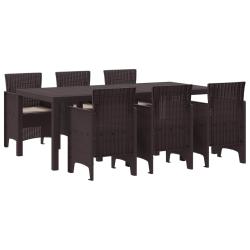 Ensemble de salle &agrave; manger pour jardin 7 pcs Marron