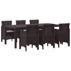 Ensemble de salle &agrave; manger pour jardin 7 pcs Marron