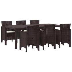Ensemble de salle &agrave; manger pour jardin 7 pcs Marron