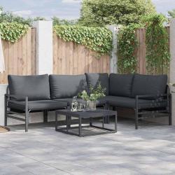 Ensemble de canap&eacute; de jardin avec coussin 4 pcs Noir Acier