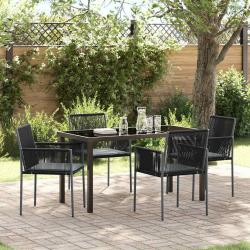 Ensemble de salle &agrave; manger pour jardin 5 pcs Noir Rotin PE