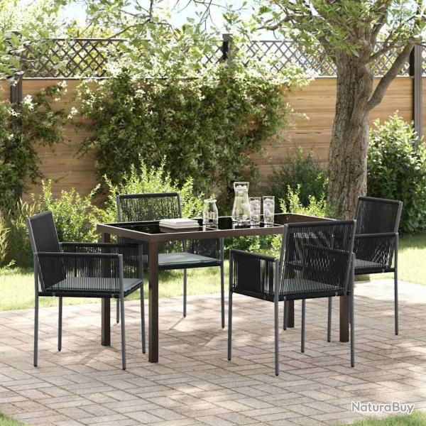 Ensemble de salle � manger pour jardin 5 pcs Noir Rotin PE