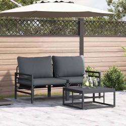 Ensemble de canap&eacute; de jardin avec coussin 3 pcs Noir Acier