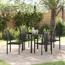 Ensemble de salle &agrave; manger pour jardin 5 pcs Noir