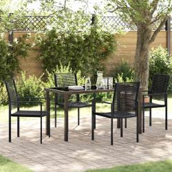 Ensemble de salle &agrave; manger pour jardin 5 pcs Noir