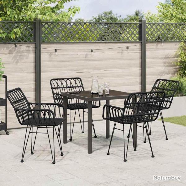 Ensemble de salle � manger pour jardin 5 pcs Noir