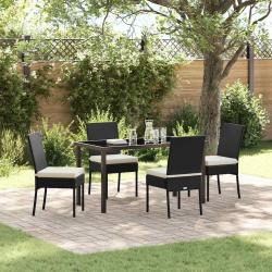 Ensemble de salle &agrave; manger pour jardin 5 pcs Noir