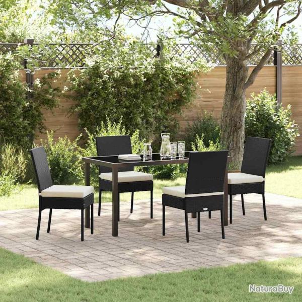 Ensemble de salle � manger pour jardin 5 pcs Noir