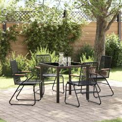 Ensemble de salle &agrave; manger pour jardin 5 pcs Noir