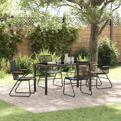 Ensemble de salle &agrave; manger pour jardin 5 pcs Noir