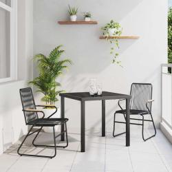 Ensemble de salle &agrave; manger pour jardin 3 pcs Noir