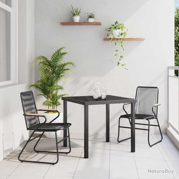 Ensemble de salle � manger pour jardin 3 pcs Noir