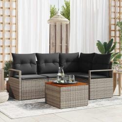 Ensemble de canap&eacute; de jardin avec stockage 5 pcs Gris polyrotin