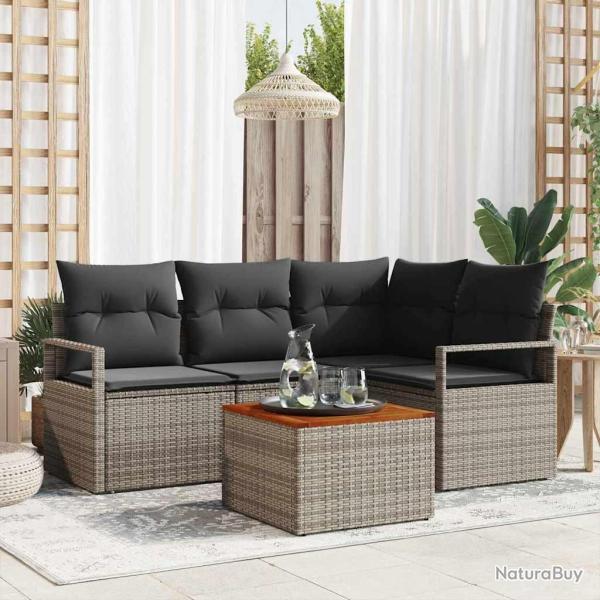Ensemble de canap� de jardin avec stockage 5 pcs Gris polyrotin