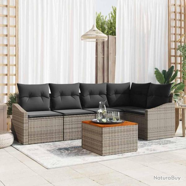 Ensemble de canap� de jardin avec stockage 6 pcs Gris polyrotin