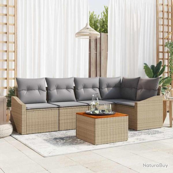 Ensemble de canap� de jardin 6 pcs Beige et Gris clair