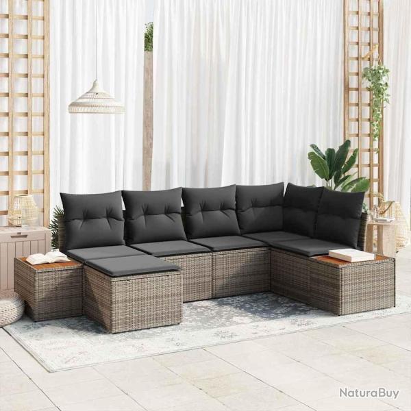 Ensemble de canap� de jardin avec coussin 7 pcs Gris Polyrotin