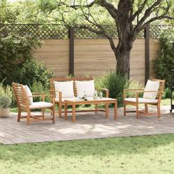 Ensemble de canap&eacute; de jardin 4 pcs Naturel Bois de teck massif