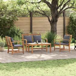 Ensemble de canap&eacute; de jardin 4 pcs Naturel Bois de teck massif
