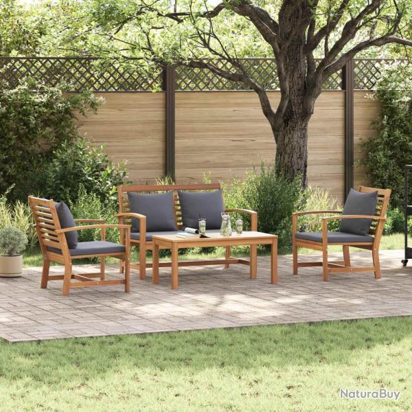 Ensemble de canap� de jardin 4 pcs Naturel Bois de teck massif