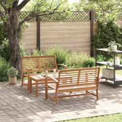 Ensemble de canap&eacute; de jardin 3 pcs Naturel Bois de teck massif