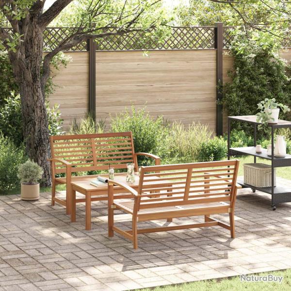 Ensemble de canap� de jardin 3 pcs Naturel Bois de teck massif