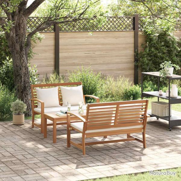 Ensemble de canap� de jardin 3 pcs Naturel Bois de teck massif