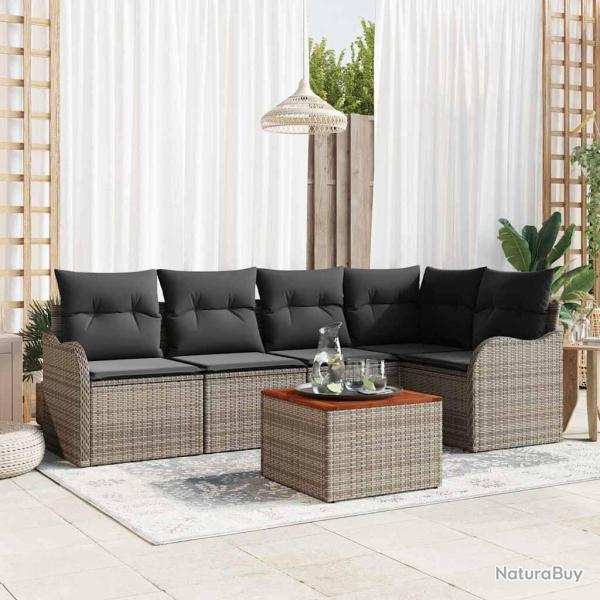 Ensemble de canap� de jardin avec stockage 6 pcs Gris polyrotin
