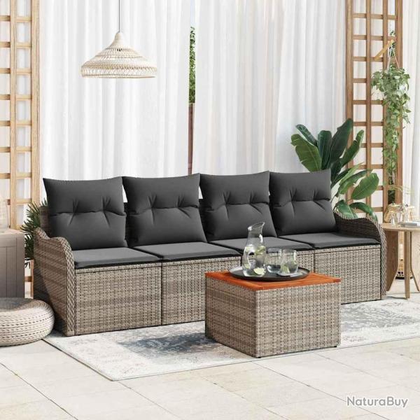 Ensemble de canap� de jardin avec stockage 5 pcs Gris polyrotin