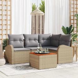 Ensemble de canap&eacute; de jardin 5 pcs Beige et Gris clair