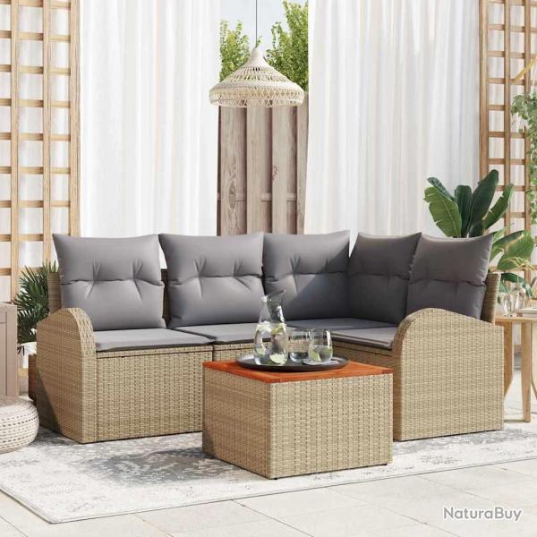 Ensemble de canap� de jardin 5 pcs Beige et Gris clair