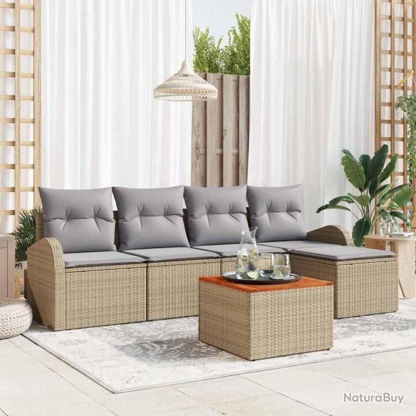 Ensemble de canap� de jardin 6 pcs Beige et Gris clair