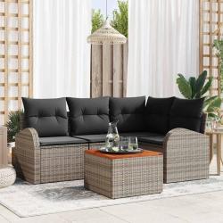 Ensemble de canap&eacute; de jardin avec stockage 5 pcs Gris polyrotin