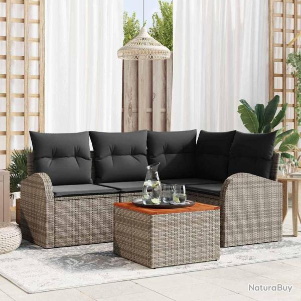 Ensemble de canap� de jardin avec stockage 5 pcs Gris polyrotin