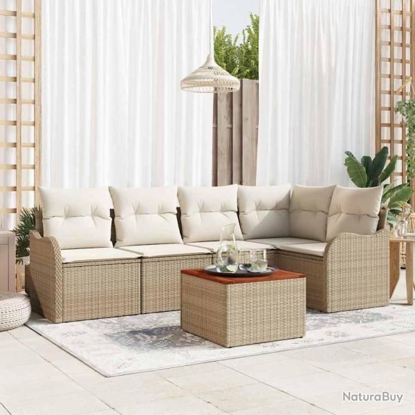 Ensemble de canap� de jardin 6 pcs Beige et cr�me polyrotin