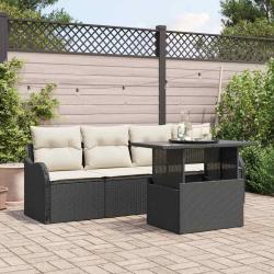 Ensemble de canap&eacute; de jardin 5 pcs Noir Poly Rattan