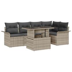 Ensemble de canap&eacute; de jardin 6 pcs Gris clair Poly rotin