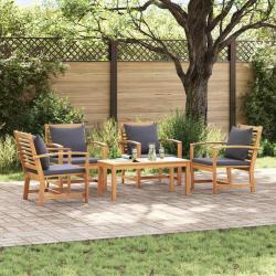 Ensemble de canap&eacute; de jardin 5 pcs Naturel Bois de teck massif