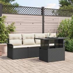 Ensemble de canap&eacute; de jardin 5 pcs Noir Poly Rattan