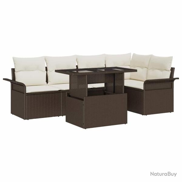 Ensemble de canap� de jardin 6 pcs Marron Poly rotin