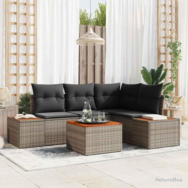 Ensemble de canap� de jardin avec coussin 4 pcs Gris Polyrotin