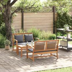Ensemble de canap&eacute; de jardin 3 pcs Naturel Bois de teck massif