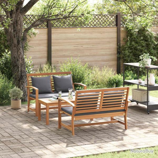 Ensemble de canap� de jardin 3 pcs Naturel Bois de teck massif
