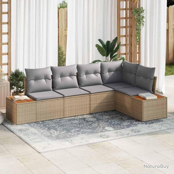 Ensemble de canap� de jardin 5 pcs beige et gris clair